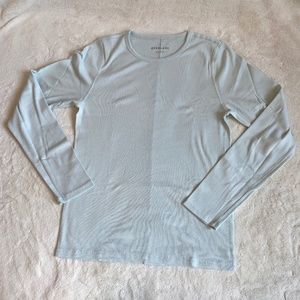 Everlane Pima Cotton Micro-Rib Long Sleeve Crew - Blue Ice XL